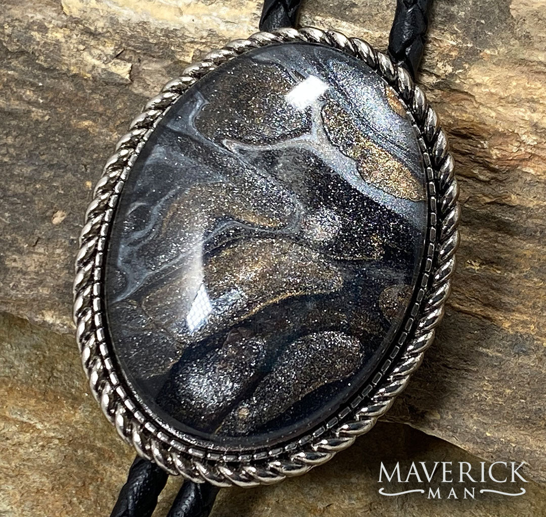 Large bolo with hand painted stone