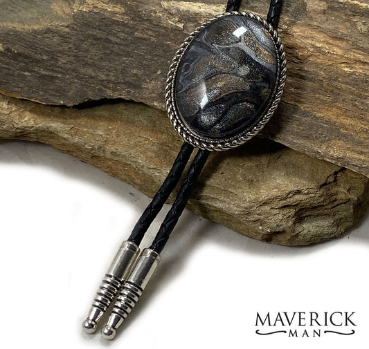 Large bolo with hand painted stone