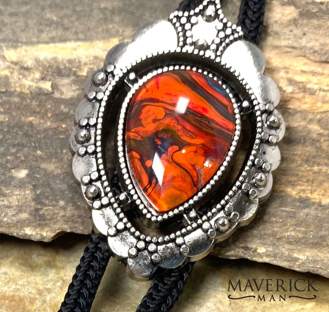 Red and Orange dressy silver bolo