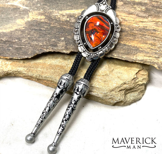 Red and Orange dressy silver bolo