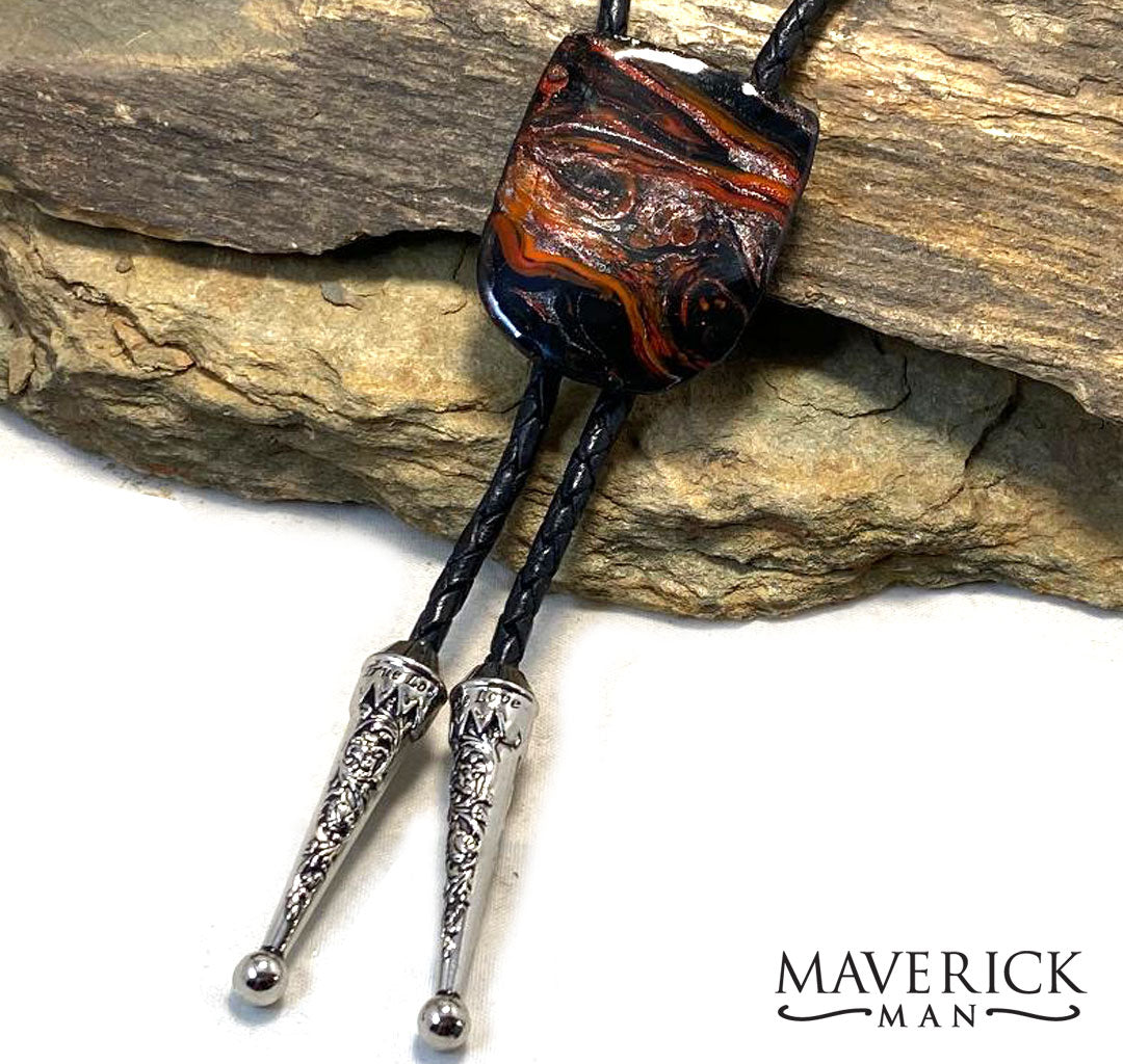 Eye-catching larger bolo made from slate with our striking Fox palette
