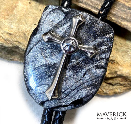 Large slate bolo with stainless steel cross