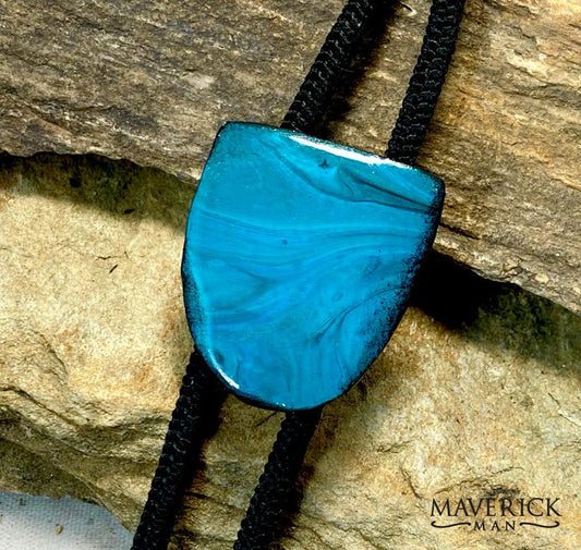 Small turquoise bolo made from slate