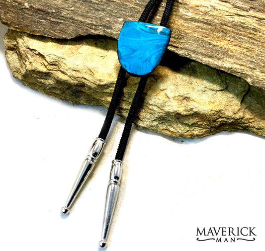 Small turquoise bolo made from slate