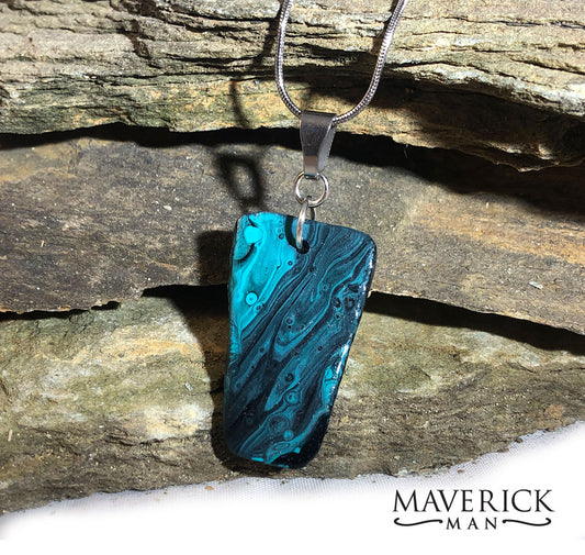 Turquoise and black pendant made from slate