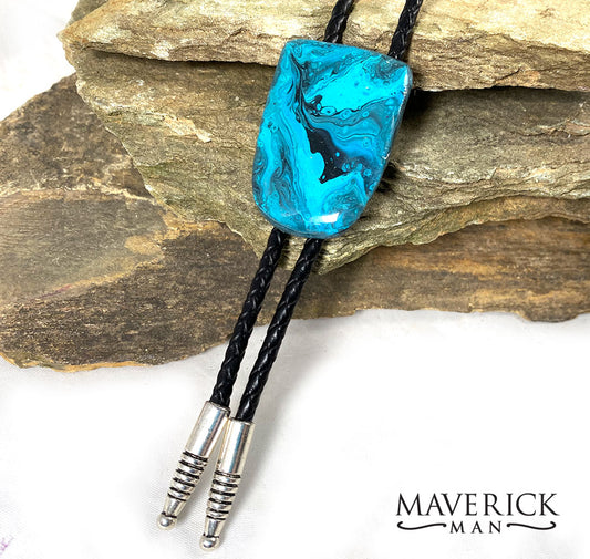 Stunning slate bolo in shades of turquoise and black