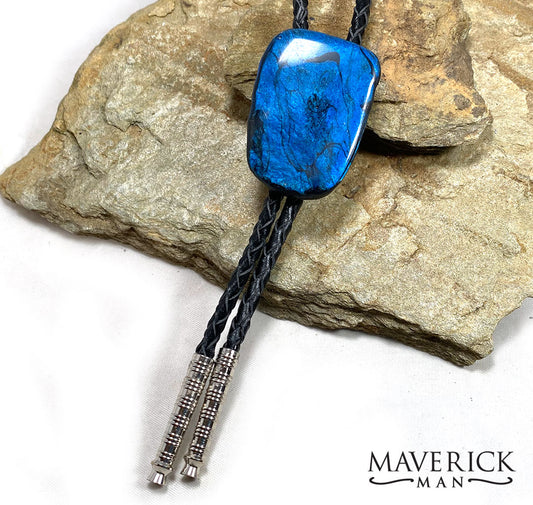Stunning hand painted blue bolo made from slate