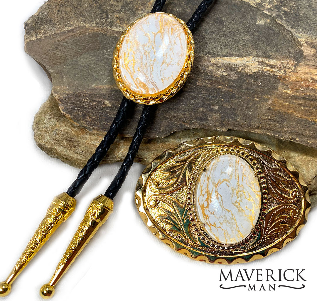 western bolo tie and buckle set